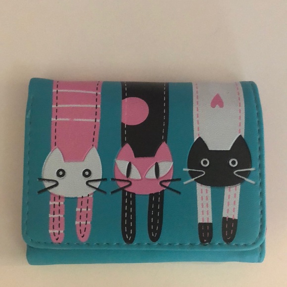 CAT LOVER WALLET Handbags - NEW SASSY BLUE CAT LOVERS COMPACT TRIFOLD WALLET